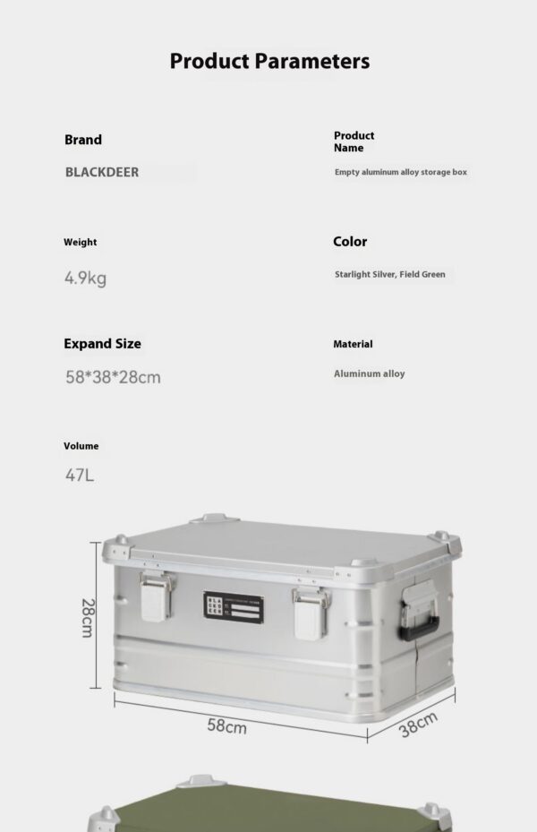 Outdoor Aluminum Alloy Storage Box Camping Metal Portable Vehicle-mounted Wild Camping Equipment - Image 4